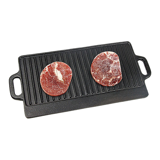 46x22 cm Cast Iron Reversible Griddle Plate BBQ Hob Cooking Grill Pan - image1