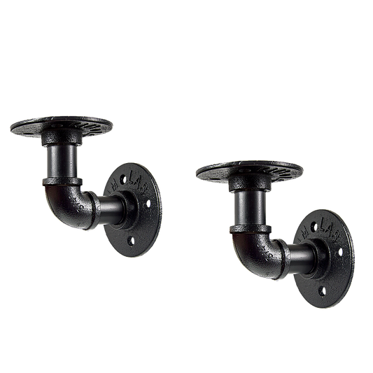 Industrial Black Iron Pipe Bracket Wall Mounted Floating Shelf - Set of 2 - image1