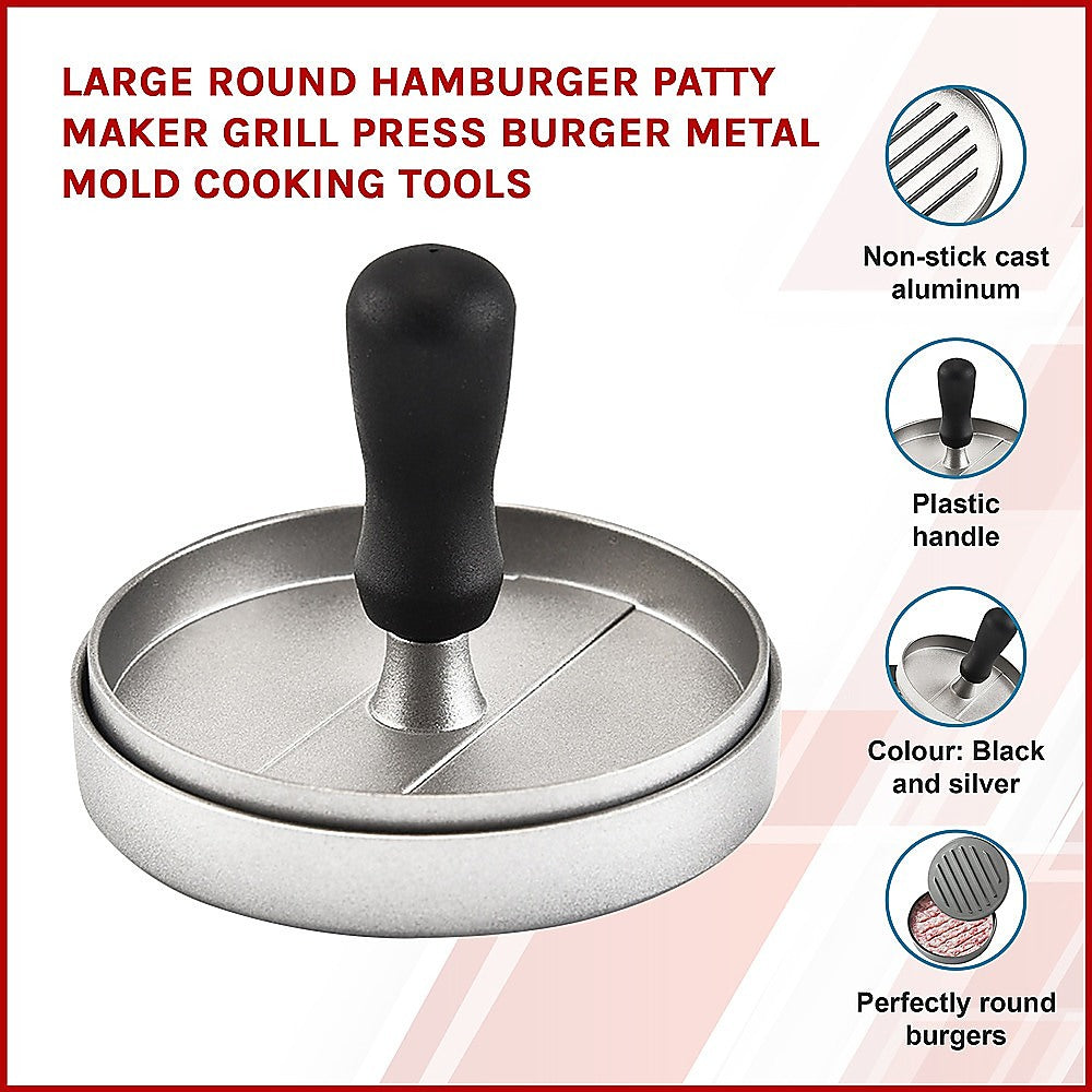 Large Round Hamburger Patty Maker Grill Press Burger Metal Mold Cooking Tools - image3