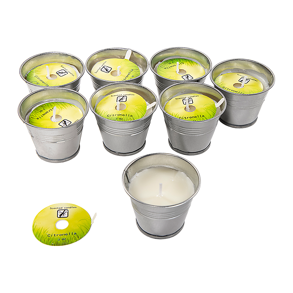 8x Mosquito Insect Bug Repellent Small Bucket Citronella Candles - image1