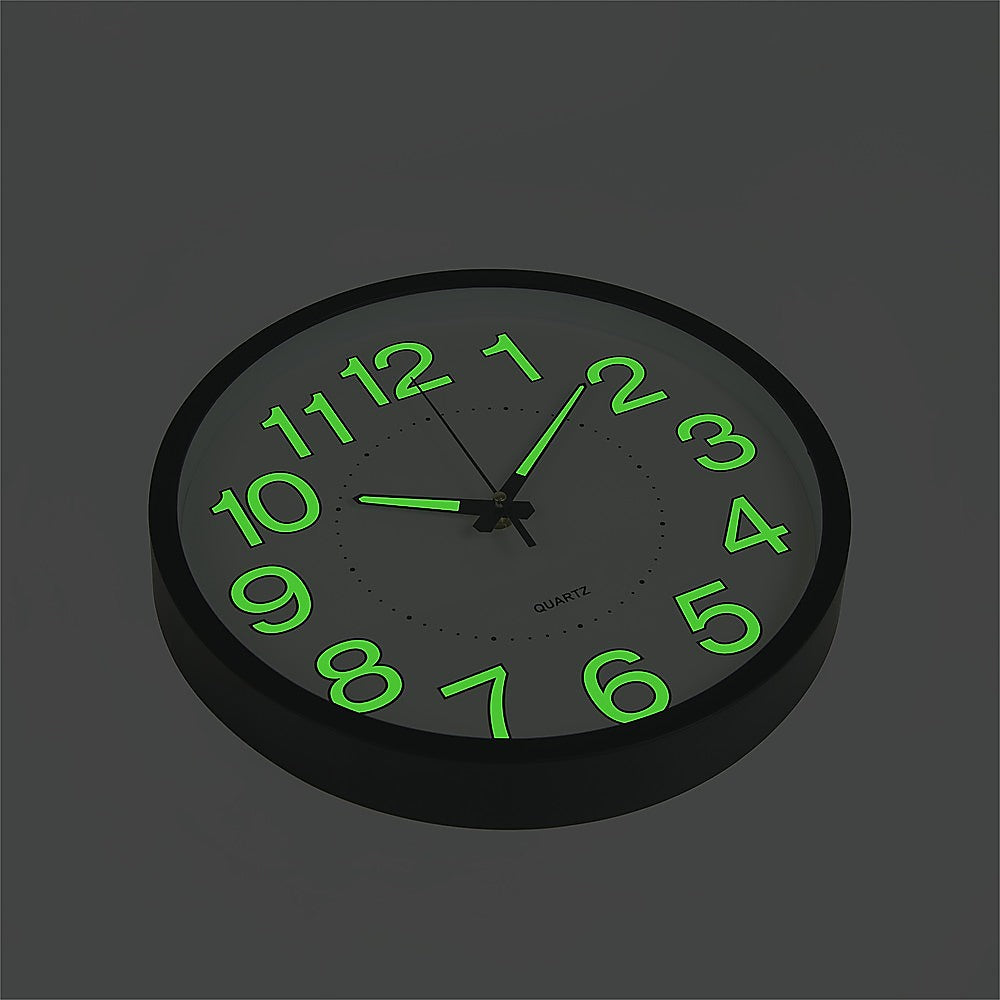 305mm Luminous Wall Clock Glow In The Dark Silent Quartz Indoor Home Modern Clock - image2