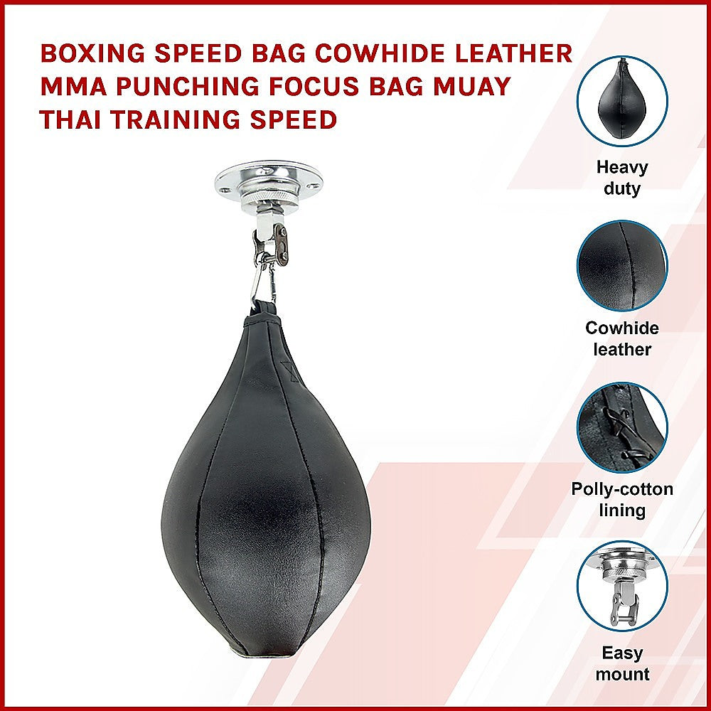 Boxing Speed Bag CowHide Leather MMA Punching Focus Bag Muay Thai Training Speed - image3