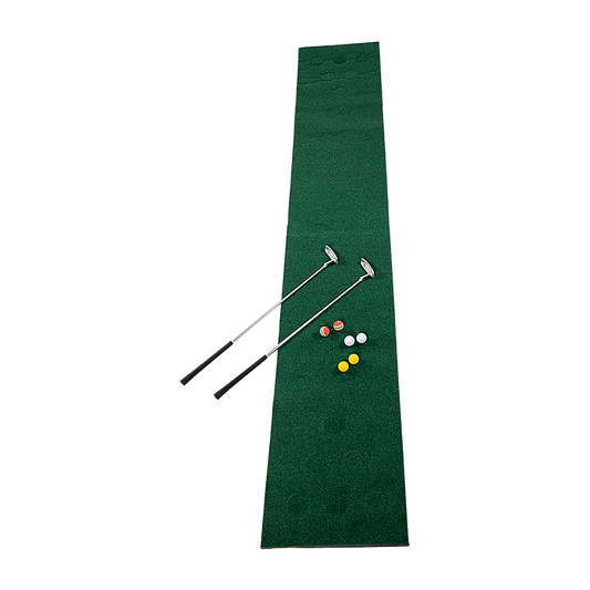 Golf Beer Pong Game Toy Set Green Golf Putting Matt with 2 Putters, 6 Balls - image1