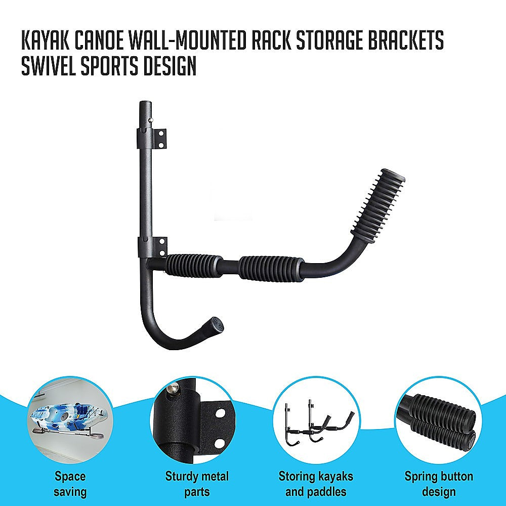 Kayak Canoe Wall-Mounted Rack Storage Brackets Swivel Sports Design - image2