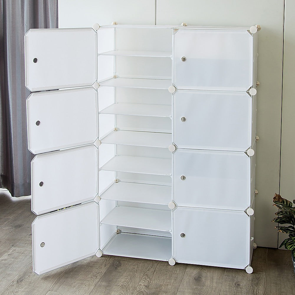 White Cube DIY Shoe Cabinet Rack Storage Portable Stackable Organiser Stand - image2