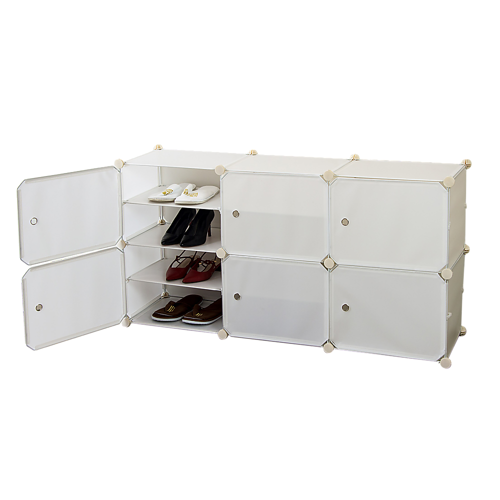 White Cube DIY Shoe Cabinet Rack Storage Portable Stackable Organiser Stand - image4