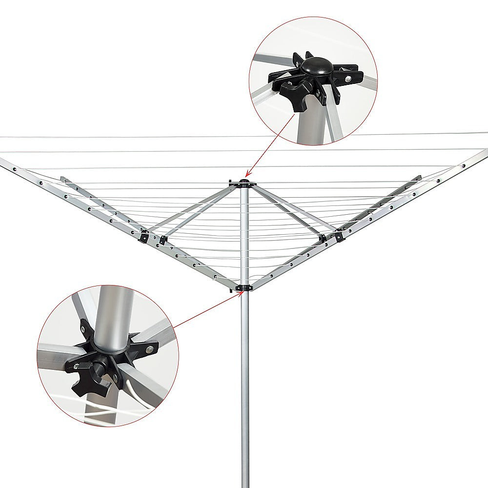 4 Arm Rotary Airer Outdoor Washing Line Clothes Dryer 50m Length - image4