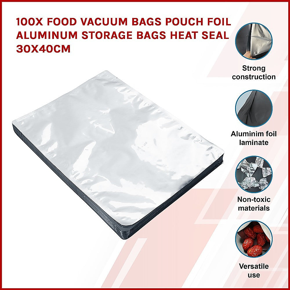 100x Food Vacuum Bags Pouch Foil Aluminum Storage Bags Heat Seal 30x40cm - image3