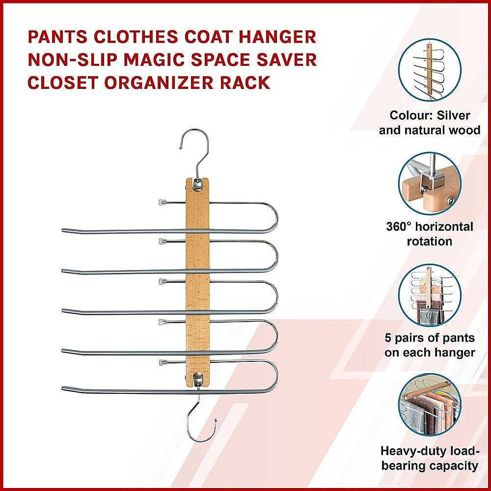 Pants Clothes Coat Hanger Non-slip Magic Space Saver Closet Organizer Rack - image3