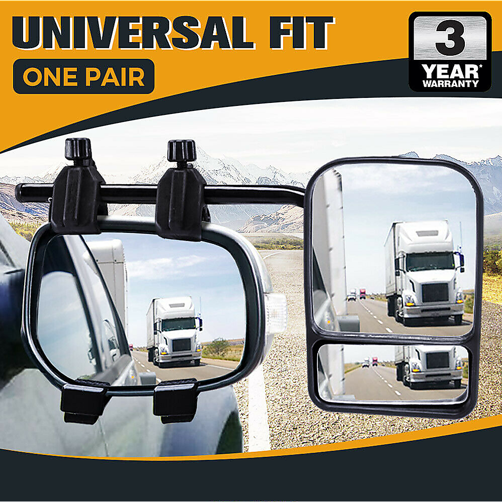 2x Towing Mirrors Pair Clip on Multi Fit Clamp On Towing Caravan 4X4 Trailer - image7