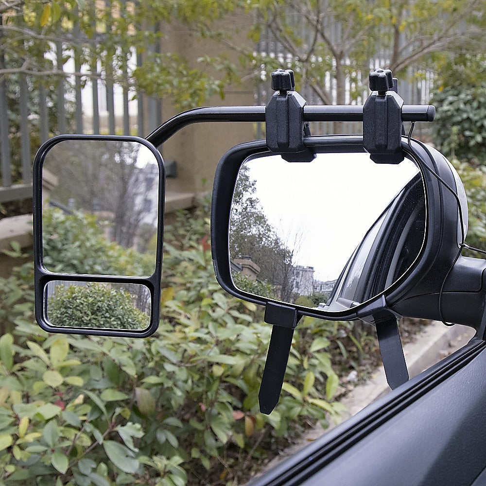 2x Towing Mirrors Pair Clip on Multi Fit Clamp On Towing Caravan 4X4 Trailer - image5