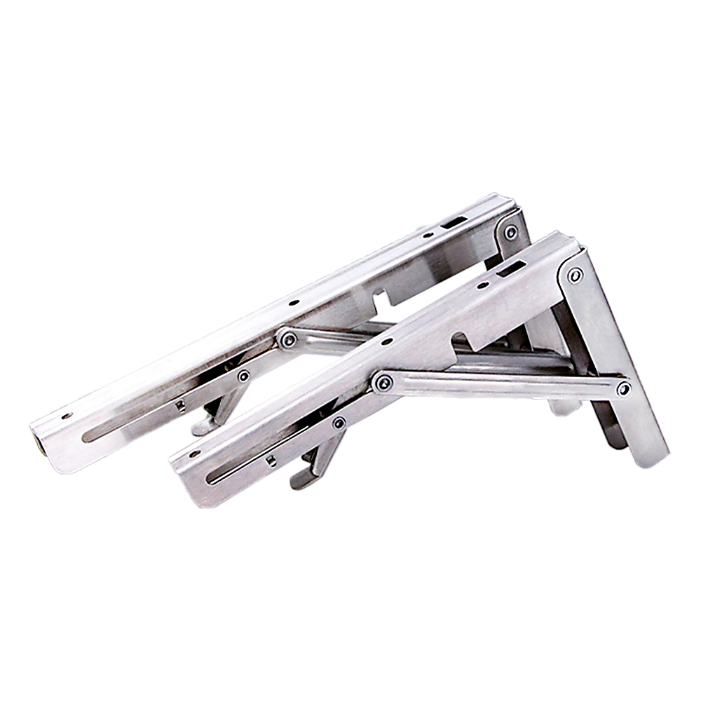 2x 10" Stainless Steel Folding Table Bracket Shelf Bench 50kg Load Heavy Duty - image1