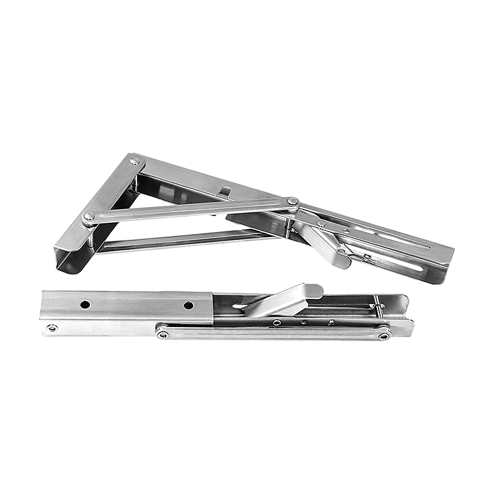 2x 10" Stainless Steel Folding Table Bracket Shelf Bench 50kg Load Heavy Duty - image5