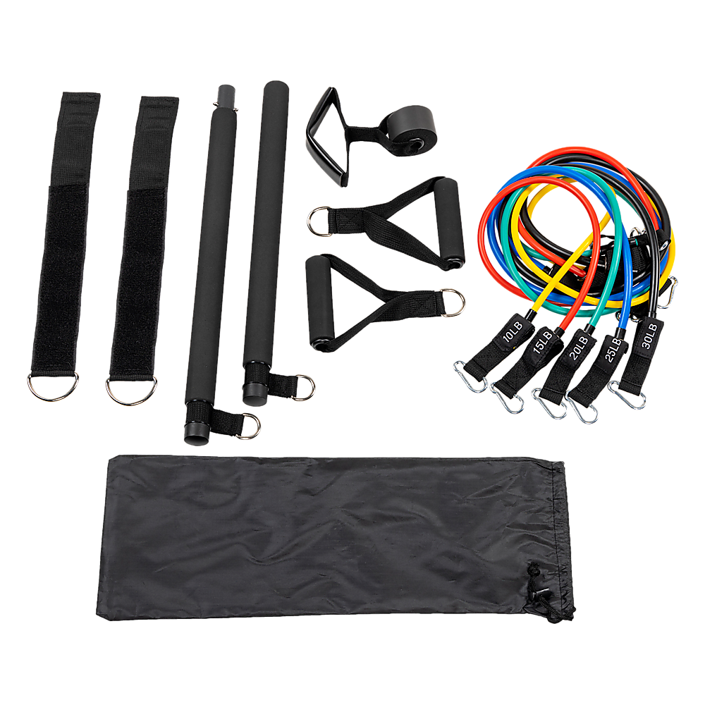 Exercise Pilates Bar Kit Resistance Bands Yoga Fitness Stretch Workout Gym - image1