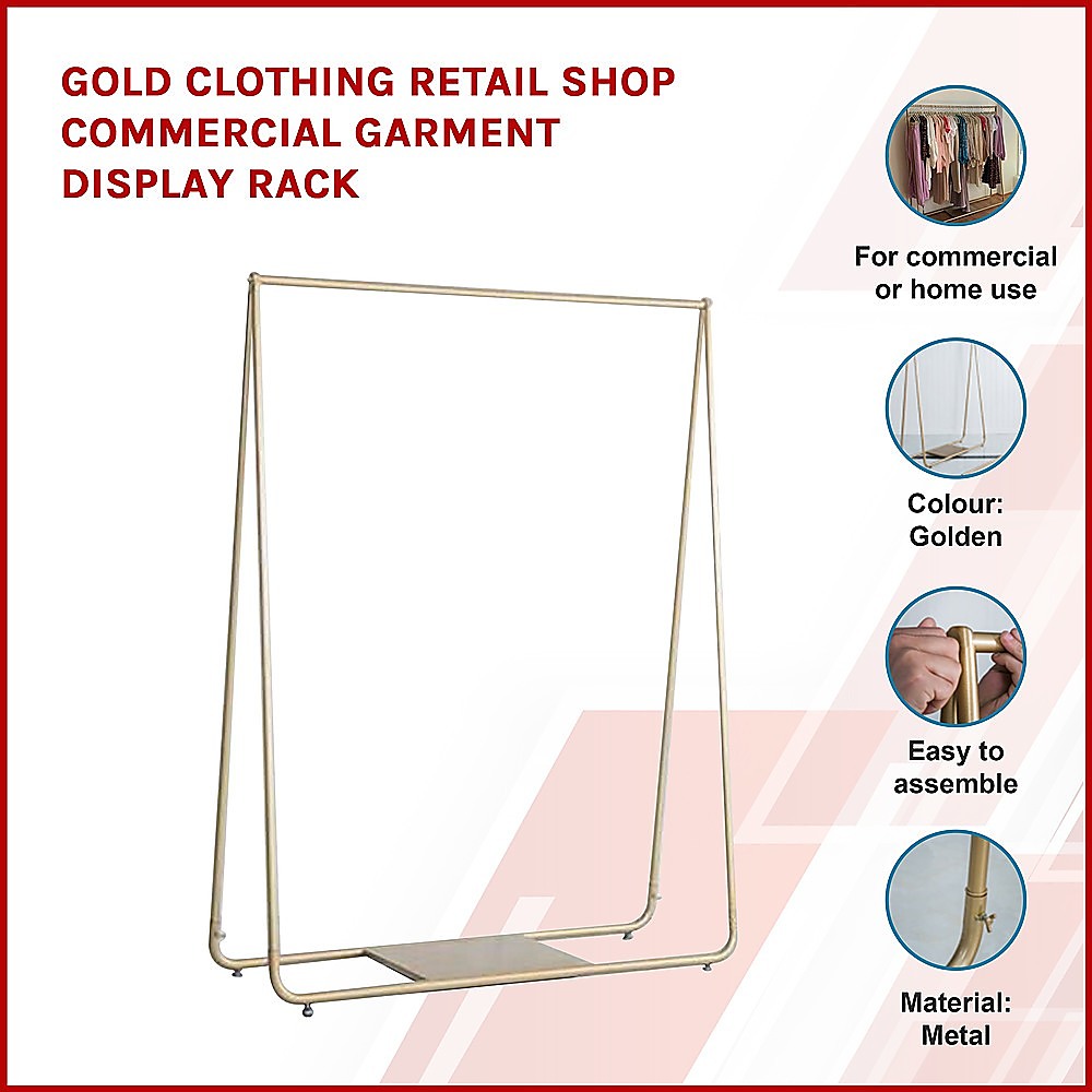 Gold Clothing Retail Shop Commercial Garment Display Rack - image4