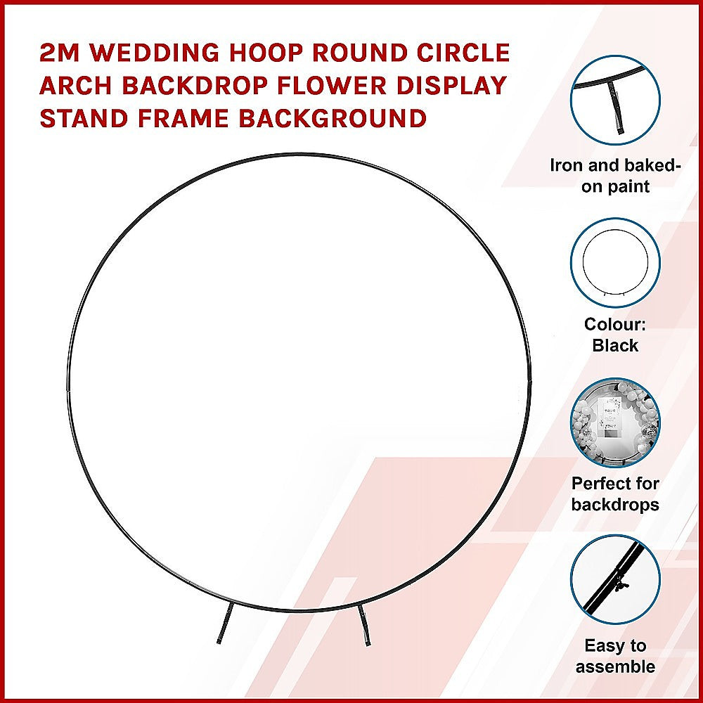 2M Wedding Hoop Round Circle Arch Backdrop Flower Display Stand Frame Background - image3