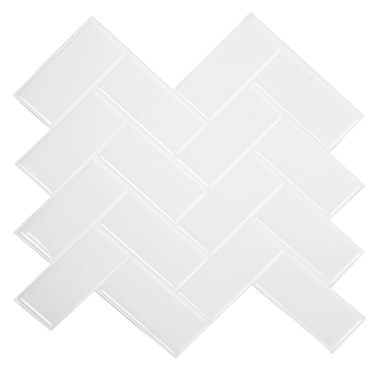 Tiles 3D Peel and Stick Wall Tile Herringbone White (30cm x 30cm x 10 sheets) - image1