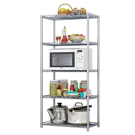 5 Tier Silver Metal Storage Rack Shelving Wire Shelf - image1