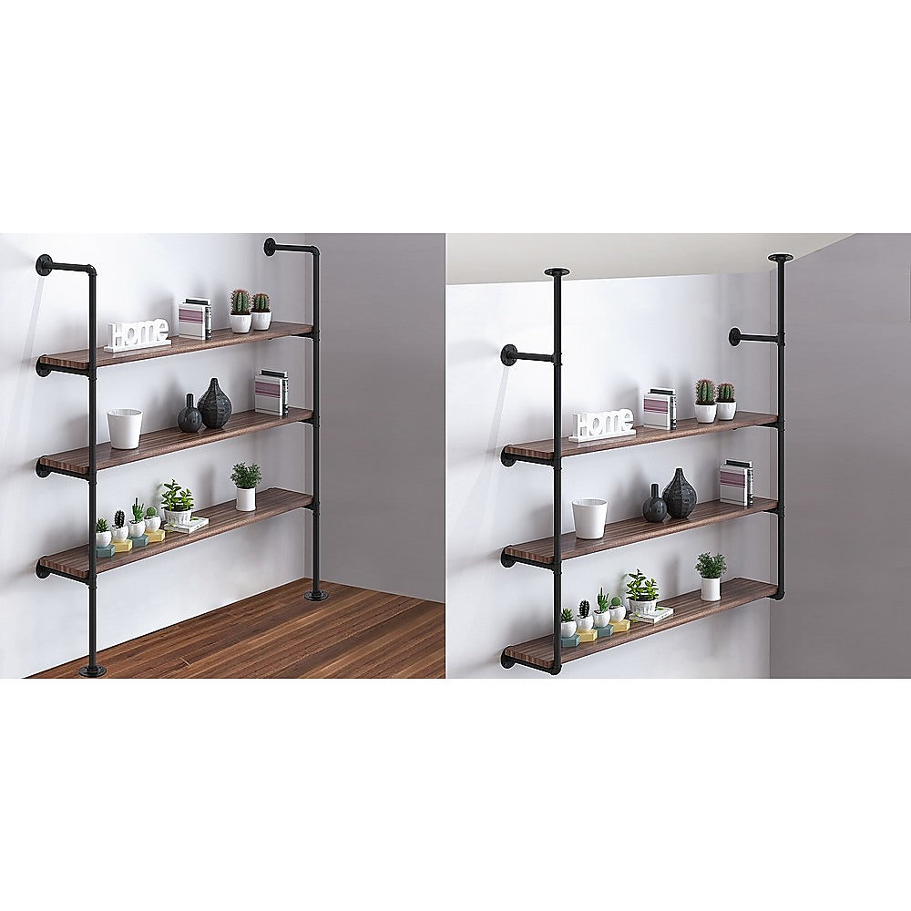 Wall Shelves Display Bookshelf Industrial DIY Pipe Shelf Rustic Brackets - image3