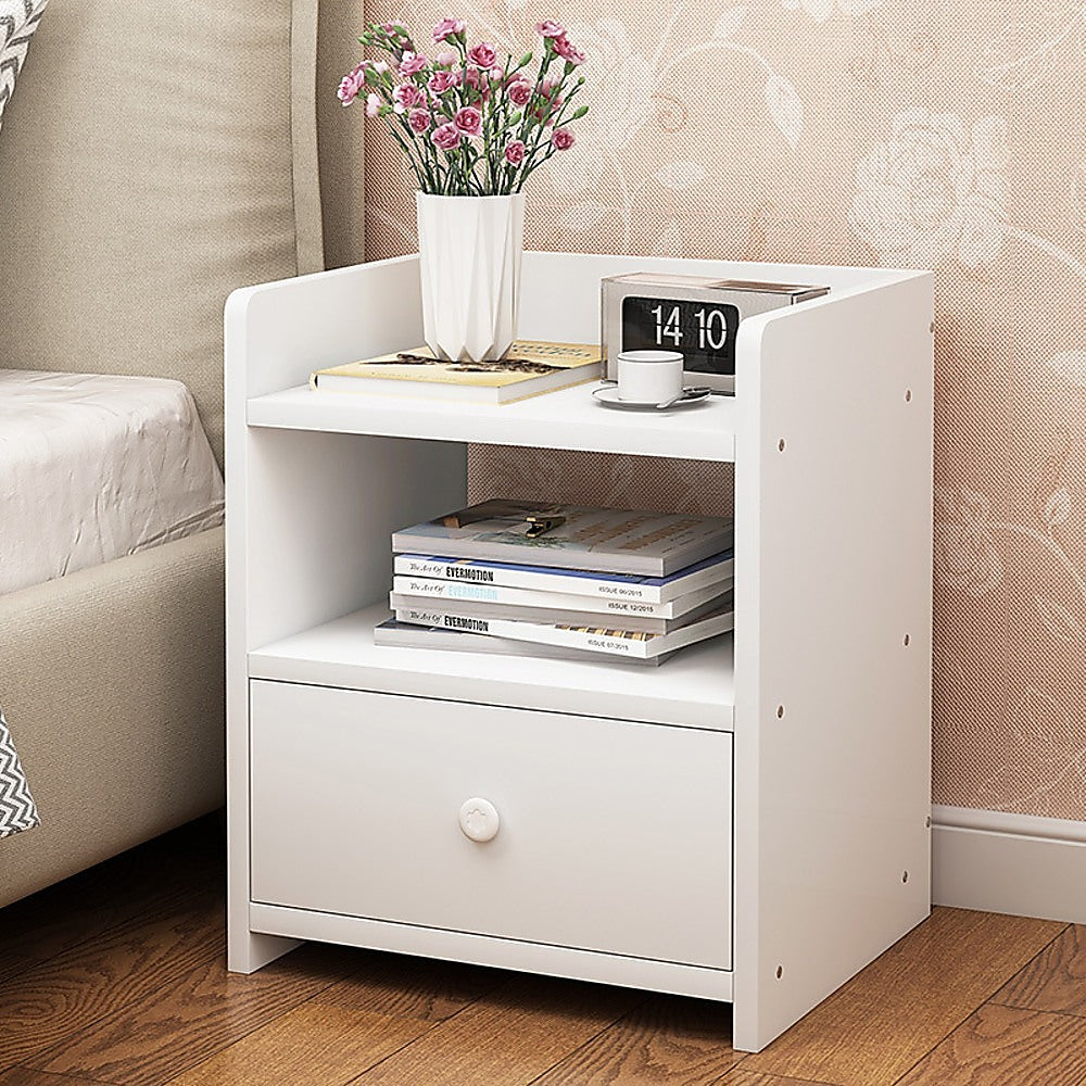 Bedside Tables Drawers Side Table Bedroom Furniture Nightstand White Unit - image2