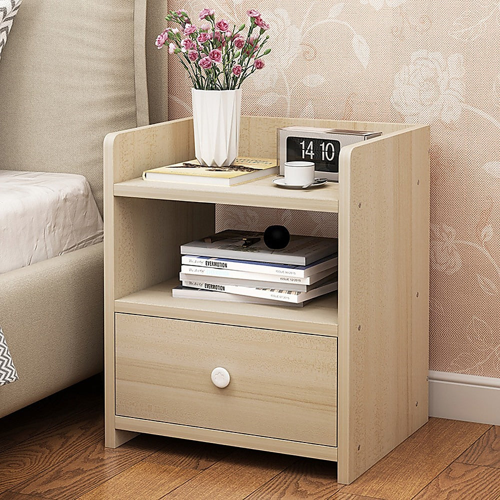 Bedside Tables Drawers Side Table Bedroom Furniture Nightstand Wood Unit - image2
