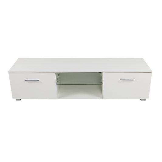 TV Cabinet Entertainment Unit Stand High Gloss Storage Shelf 140cm White - image1