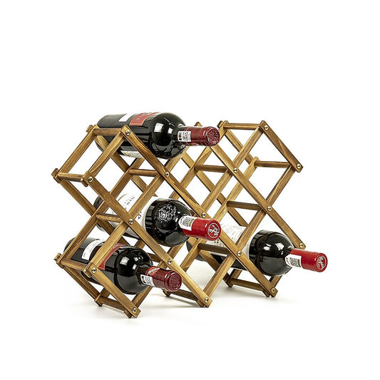 Wooden Wine Rack Freestanding 10 Bottles Countertop Storage - image1