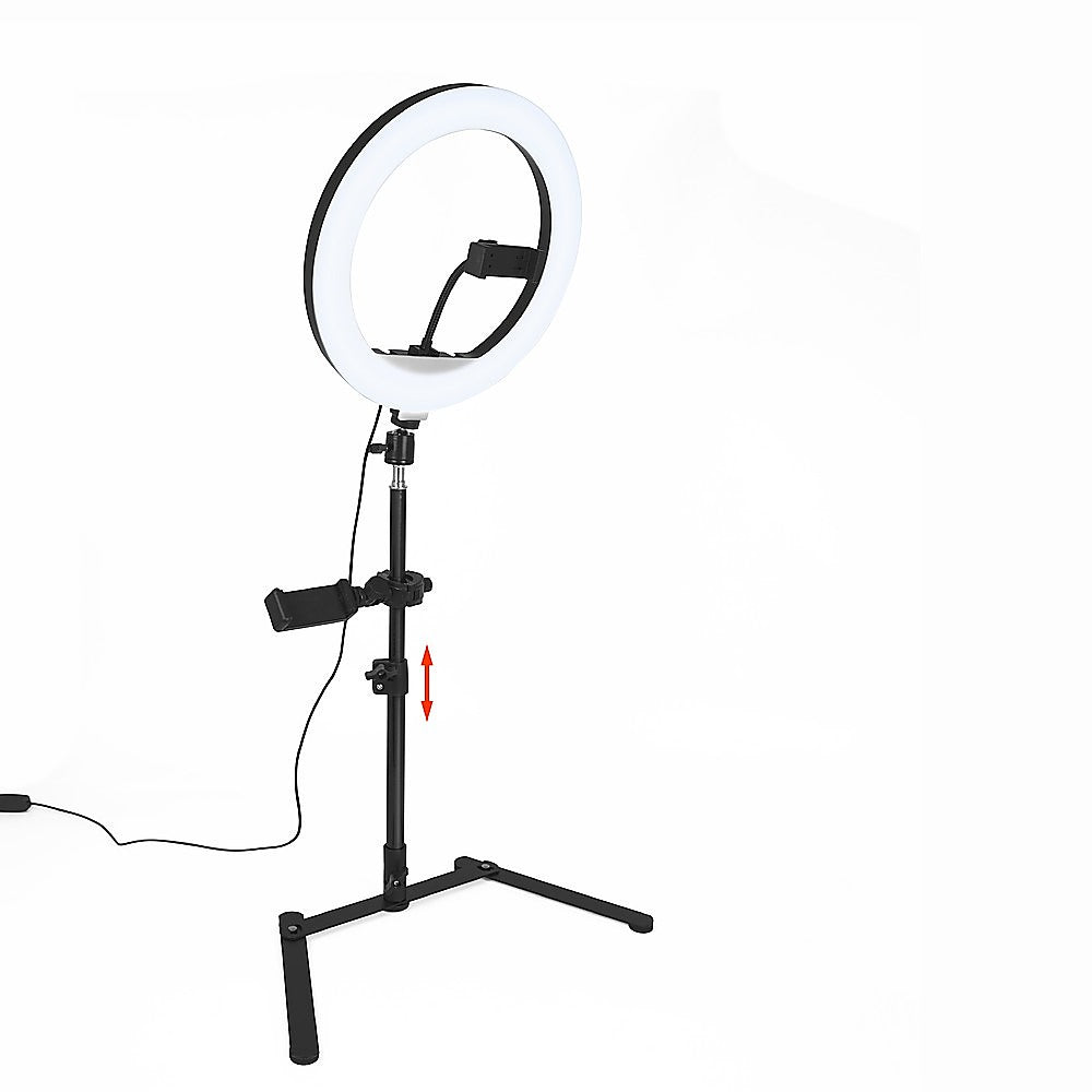 12 Inch LED Video Ring Light with Tabletop Light Stand and Phone Holder Black - image5