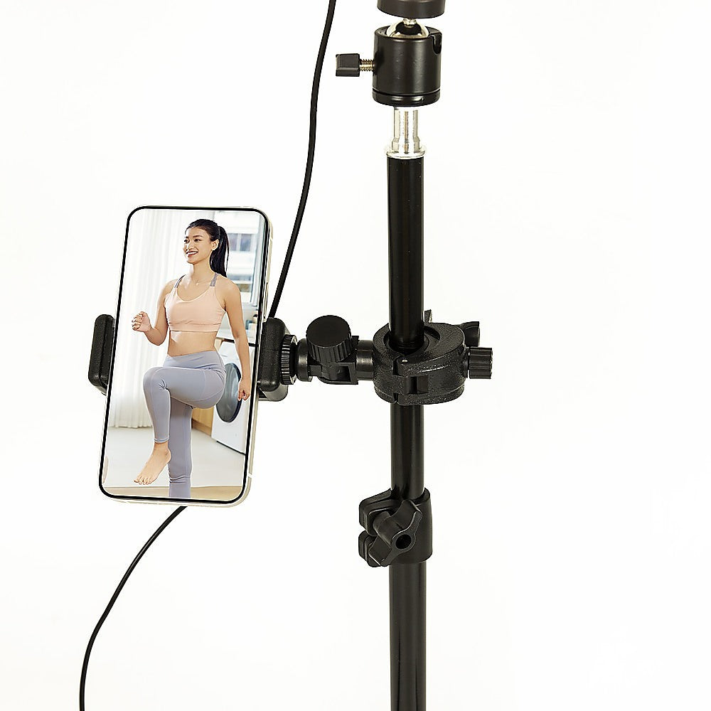 12 Inch LED Video Ring Light with Tabletop Light Stand and Phone Holder Black - image2