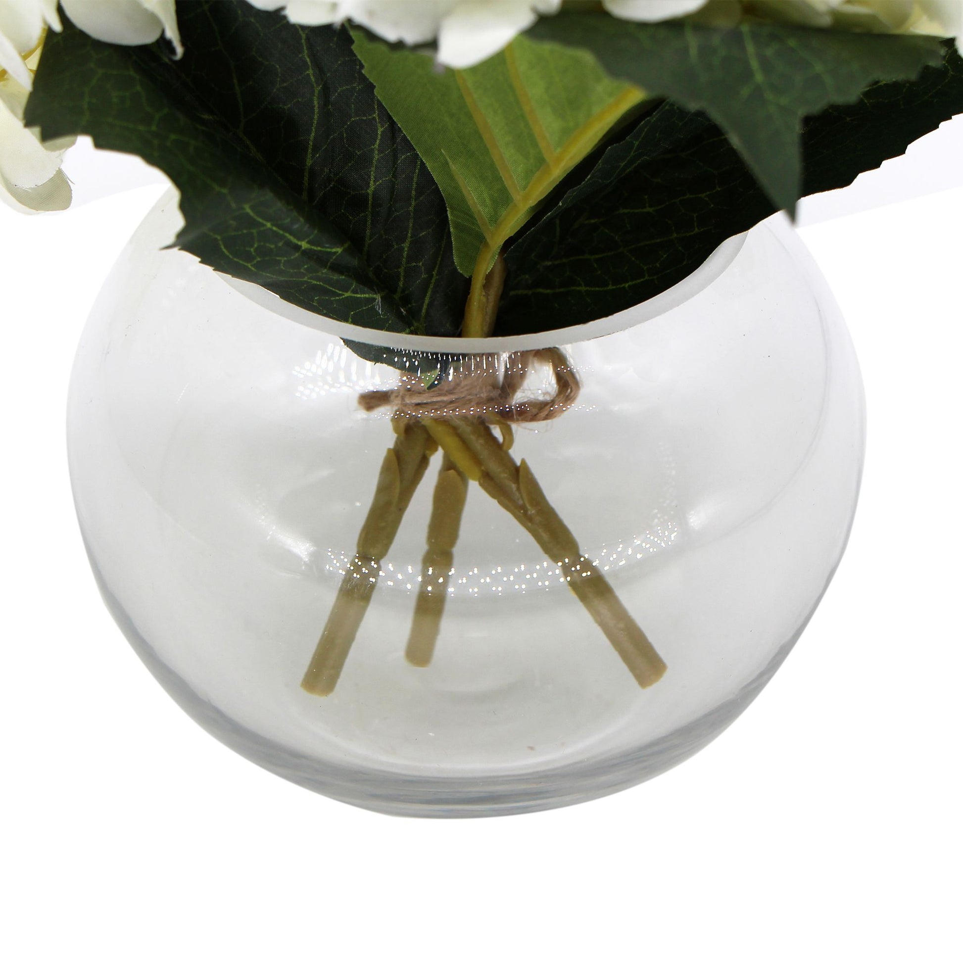 Premium Faux Hydrangea With Glass Vase (Artificial Flowering White Hydrangea) 23cm - image4