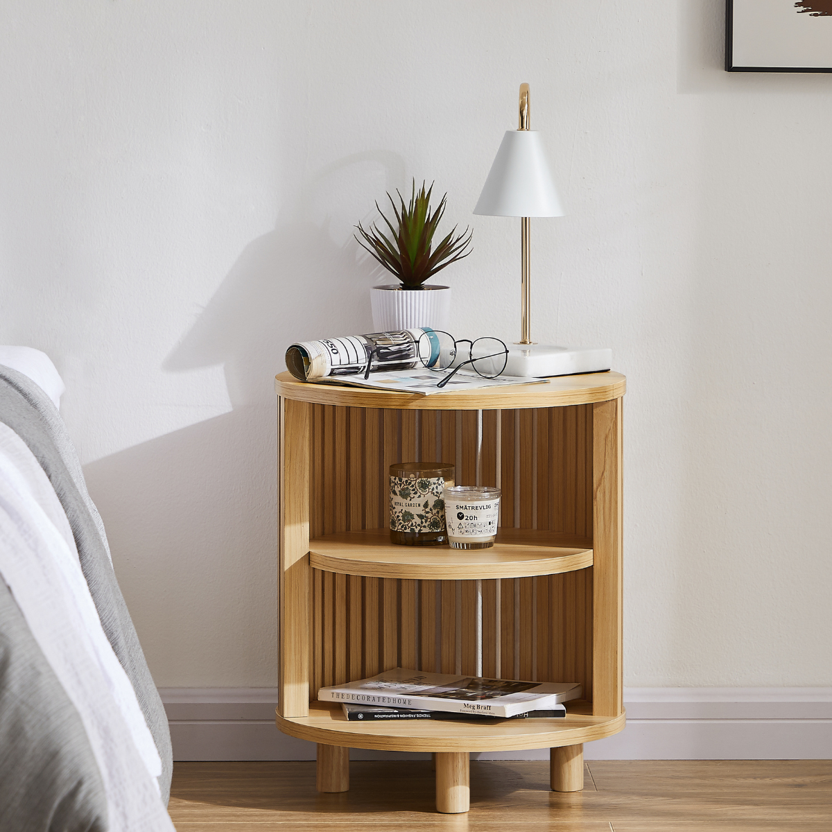 Henley Round Wooden Bedside Table - image2