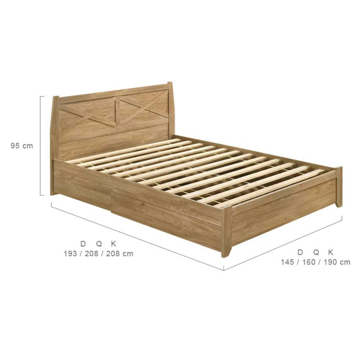 Mica Natural Wooden Bed Frame with Storage Drawers Double - image6