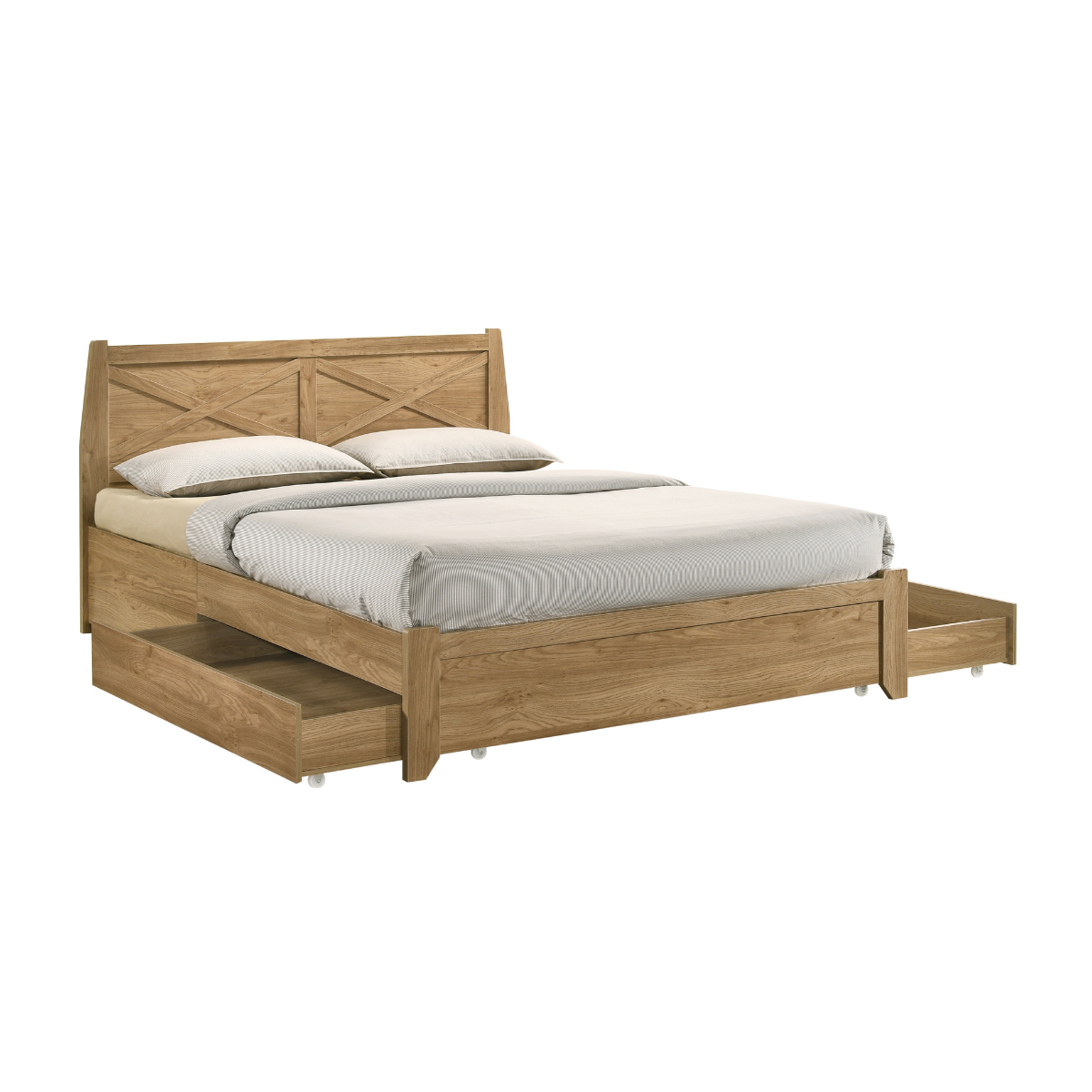 Mica Natural Wooden Bed Frame with Storage Drawers Double - image4