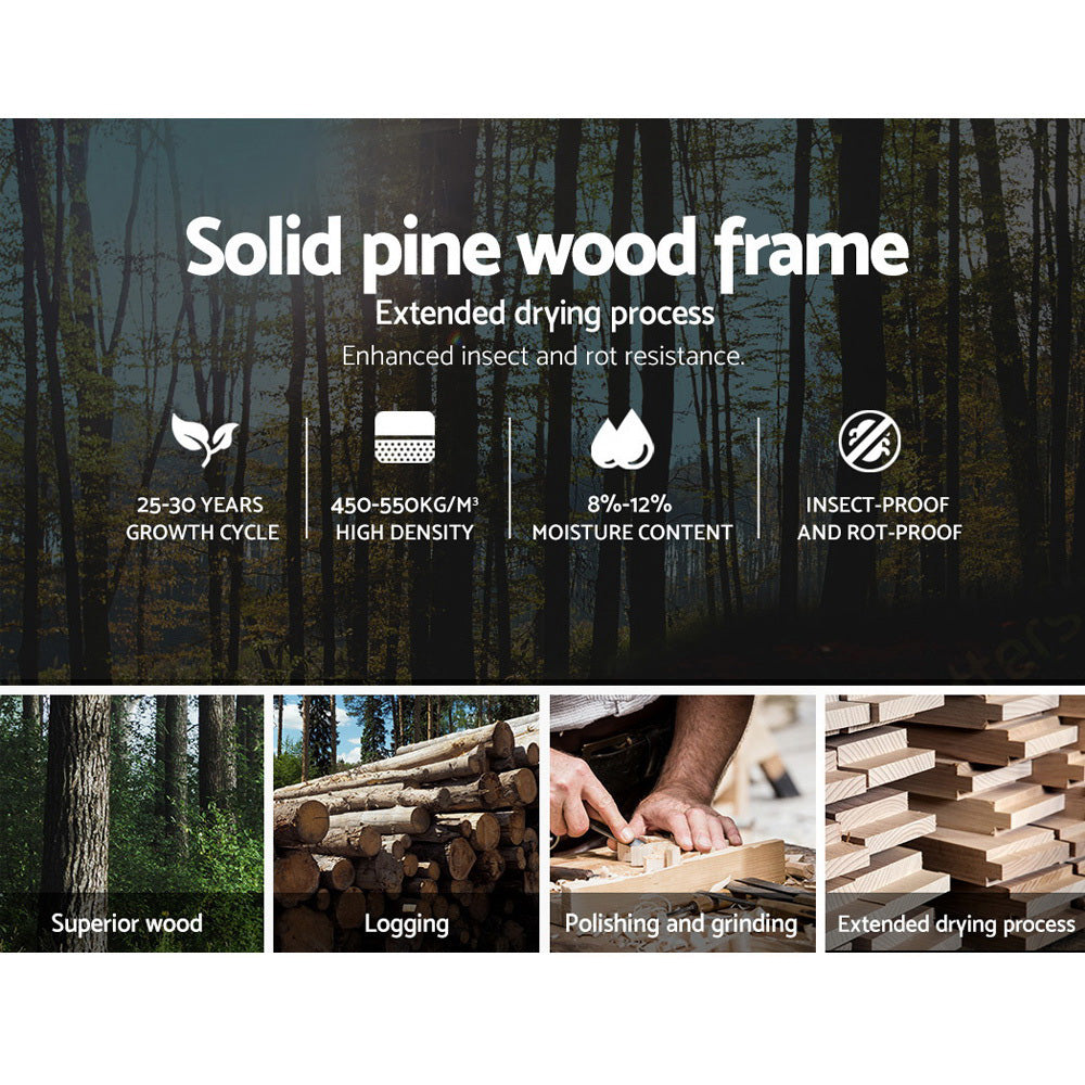 King Single Size Wooden Bed Frame Mattress Base Timber Platform White - image4