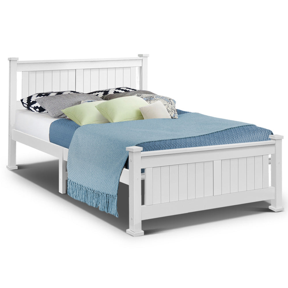 Double Size Wooden Bed Frame - White - image1