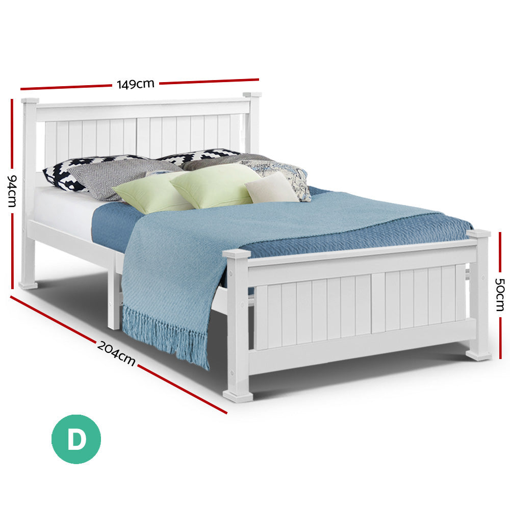 Double Size Wooden Bed Frame - White - image2