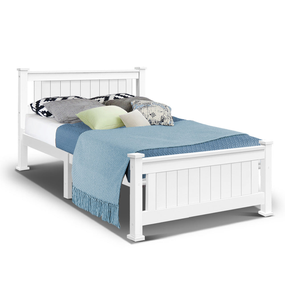 King Single Wooden Bed Frame - White - image1