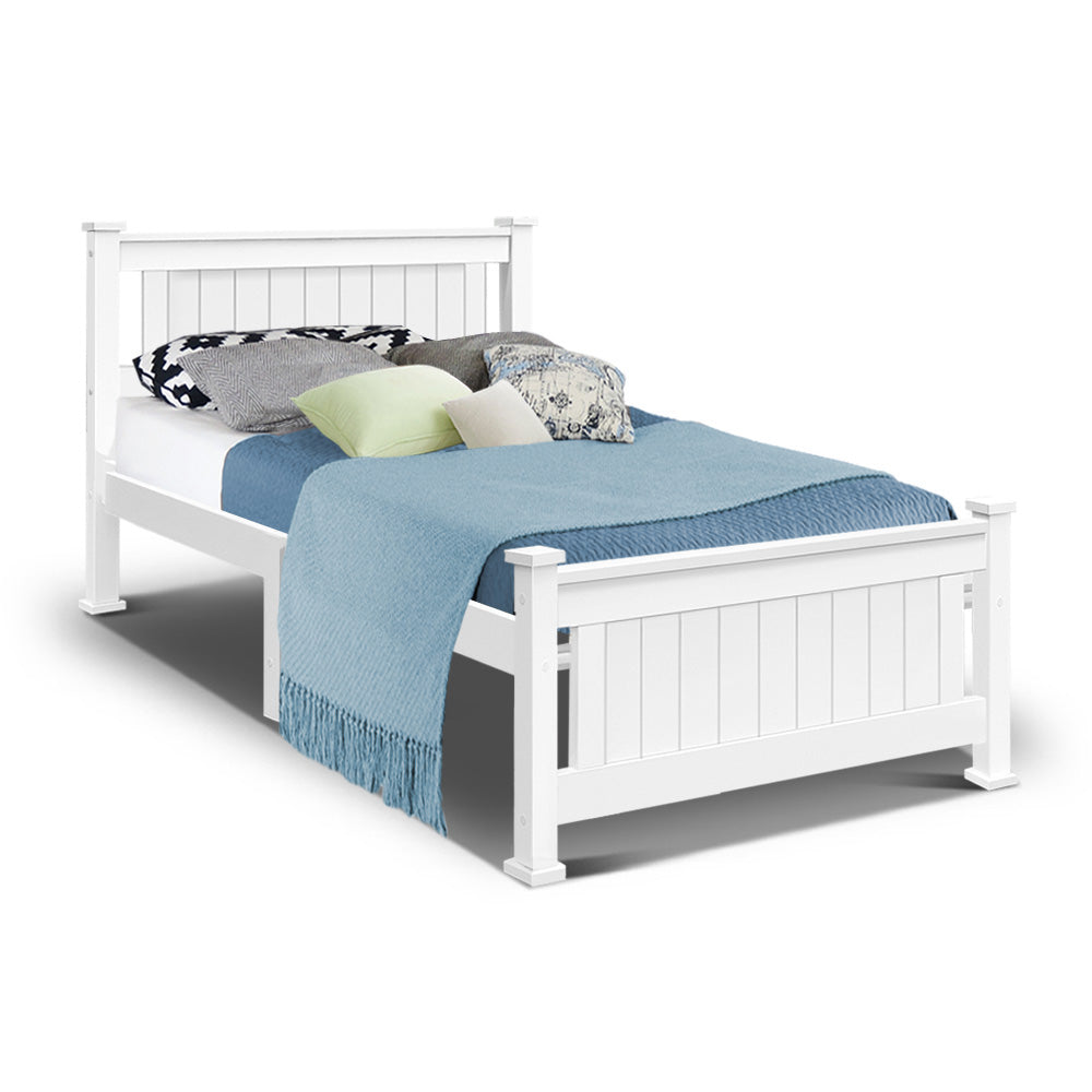 Single Size Wooden Bed Frame - White - image1