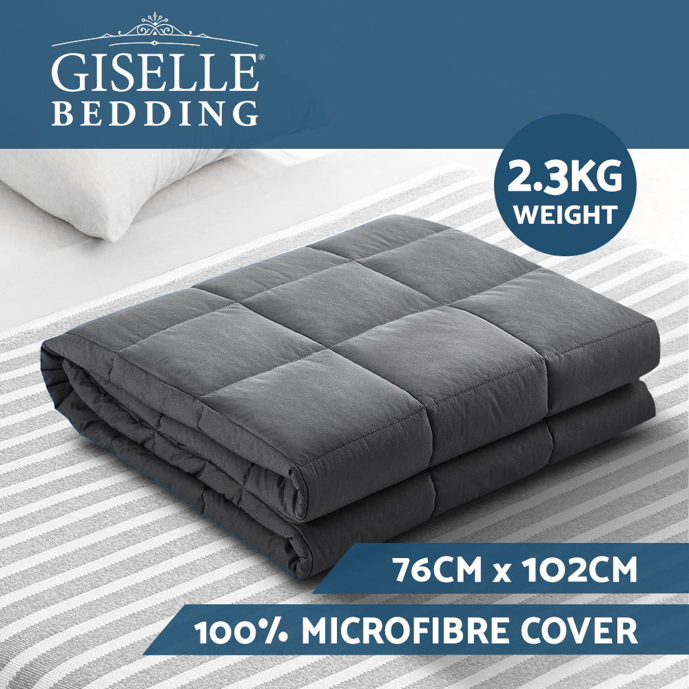 Weighted Blanket Kids 2.3KG Heavy Gravity Blankets Microfibre Cover Comfort Calming Deep Relax Better Sleep Grey - image3