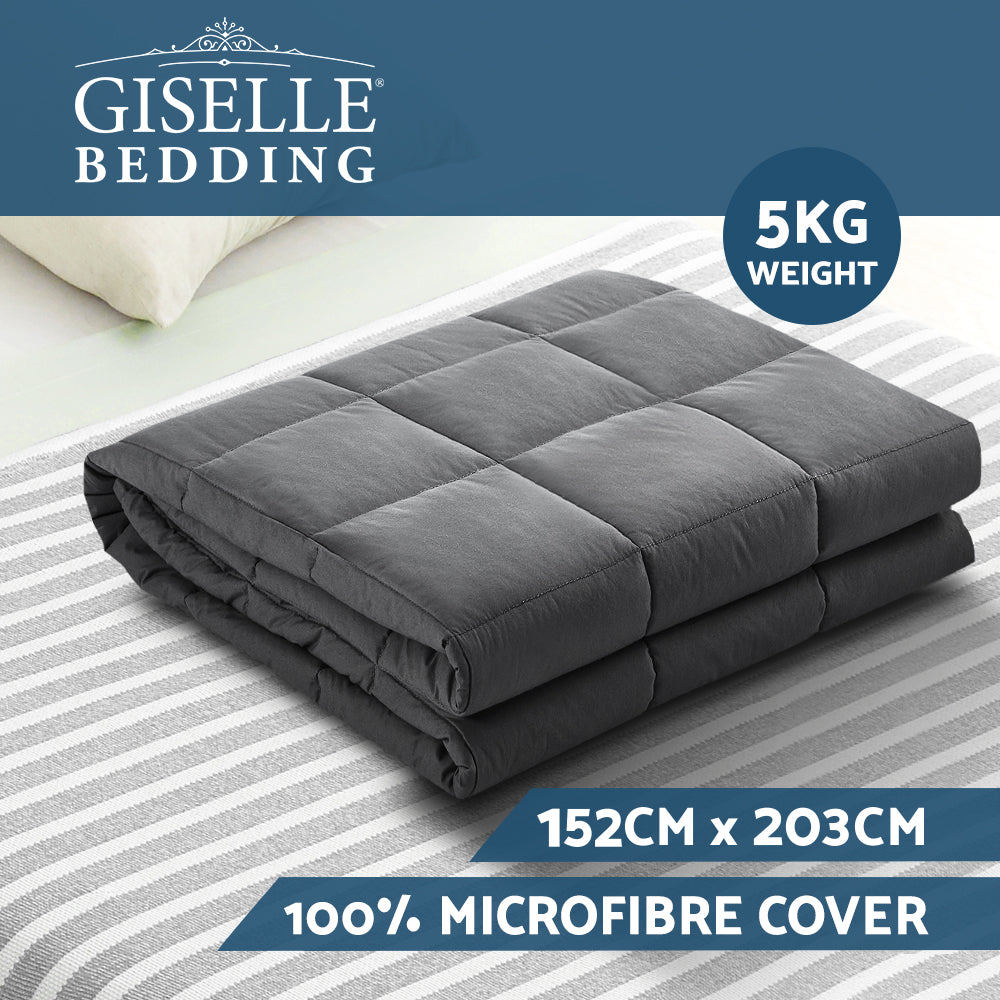 Weighted Blanket Adult 5KG Heavy Gravity Blankets Microfibre Cover Calming Relax Anxiety Relief Grey - image2