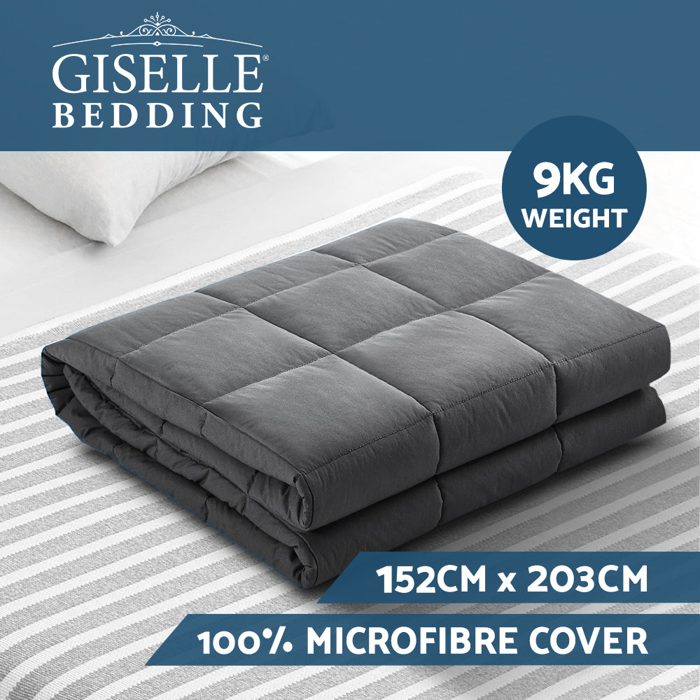 Weighted Blanket Adult 9KG Heavy Gravity Blankets Microfibre Cover Calming Relax Anxiety Relief Grey - image2