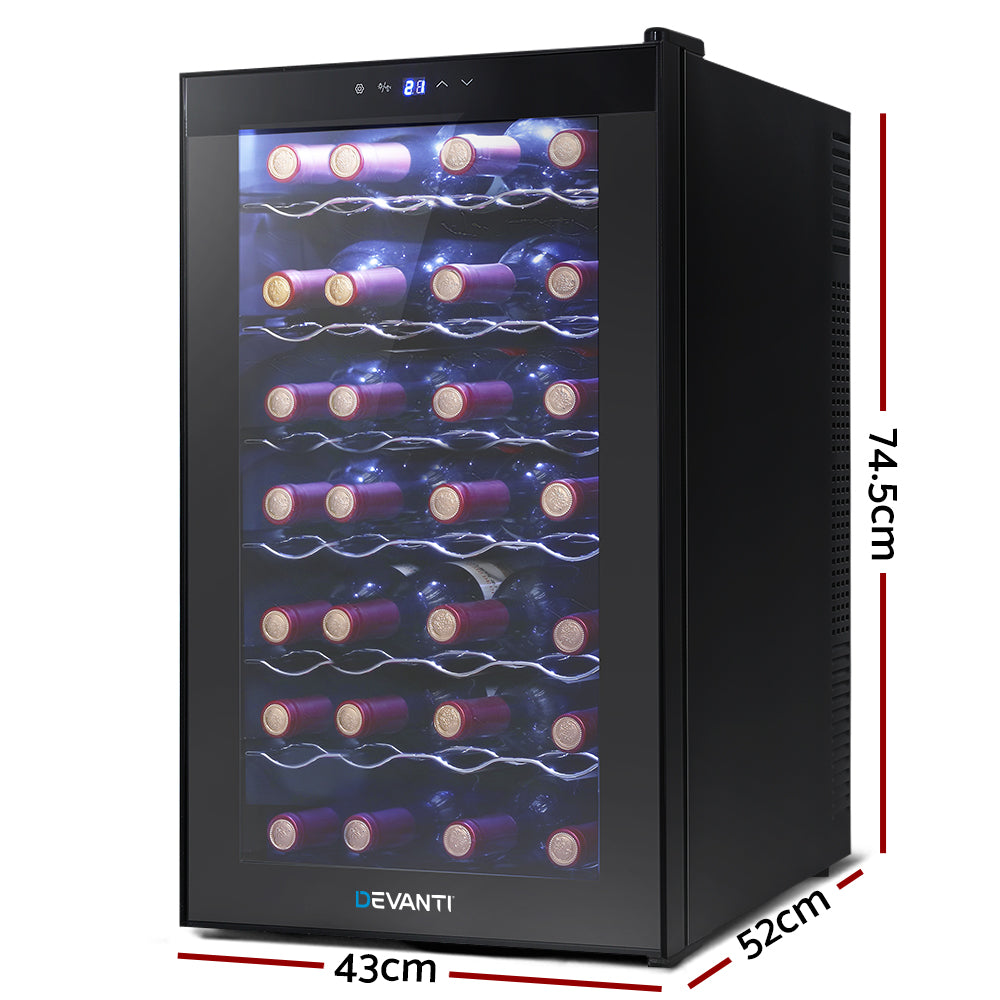 Wine Cooler 28 Bottles Glass Door Beverage Cooler Thermoelectric Fridge Black - image2