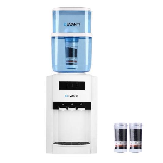 22L Bench Top Water Cooler Dispenser Purifier Hot Cold Three Tap with 2 Replacement Filters - image1