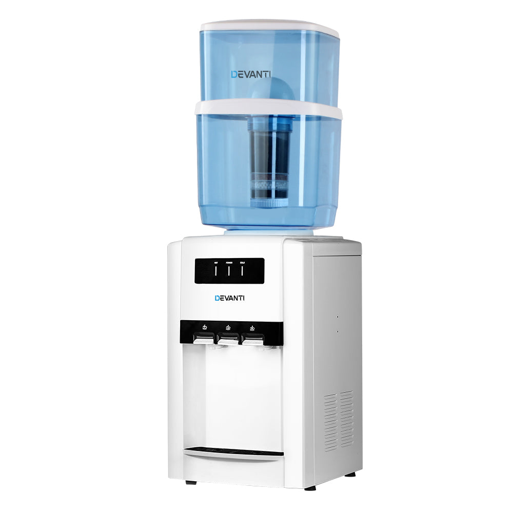 22L Bench Top Water Cooler Dispenser Filter Purifier Hot Cold Room Temperature Three Taps - image3