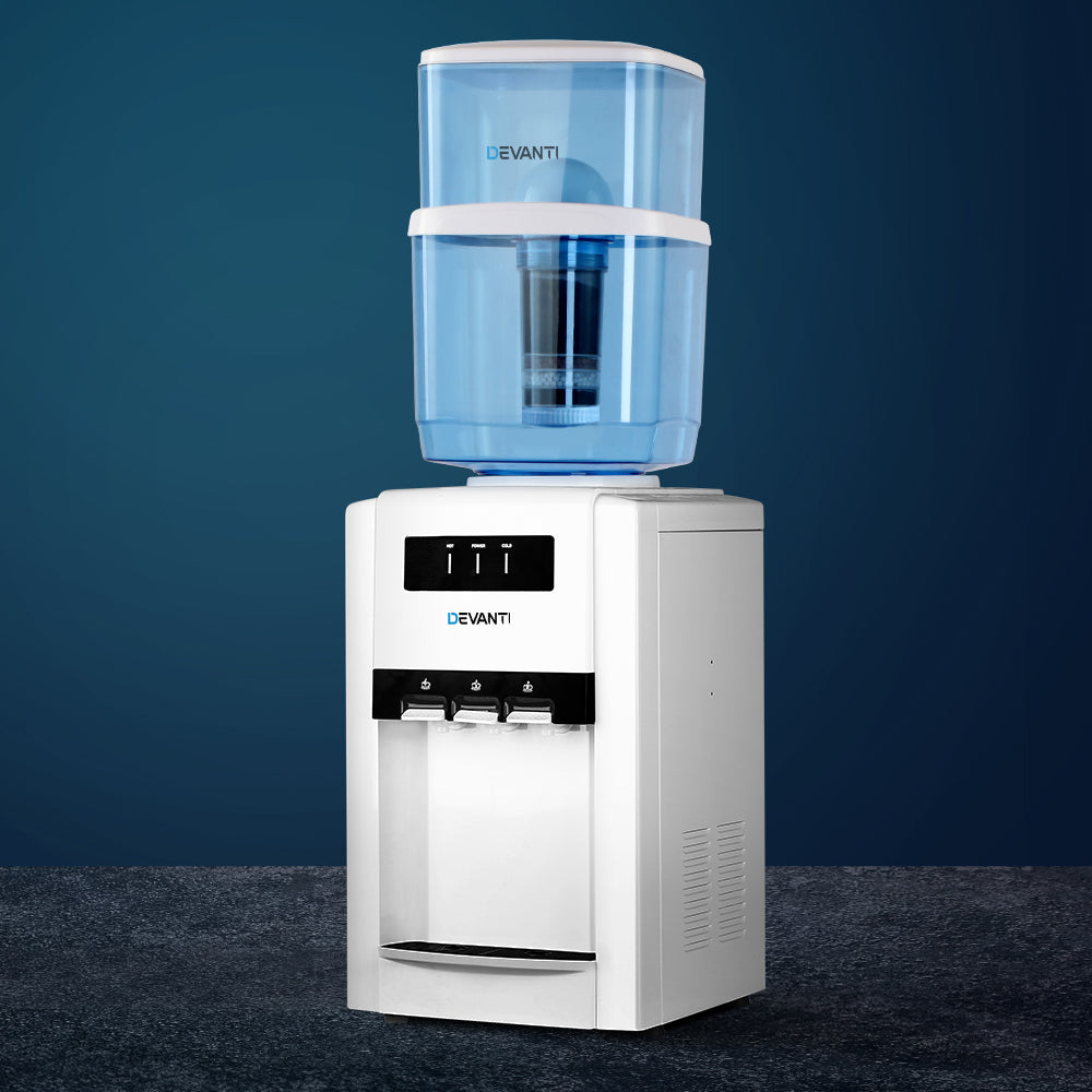 22L Bench Top Water Cooler Dispenser Filter Purifier Hot Cold Room Temperature Three Taps - image7