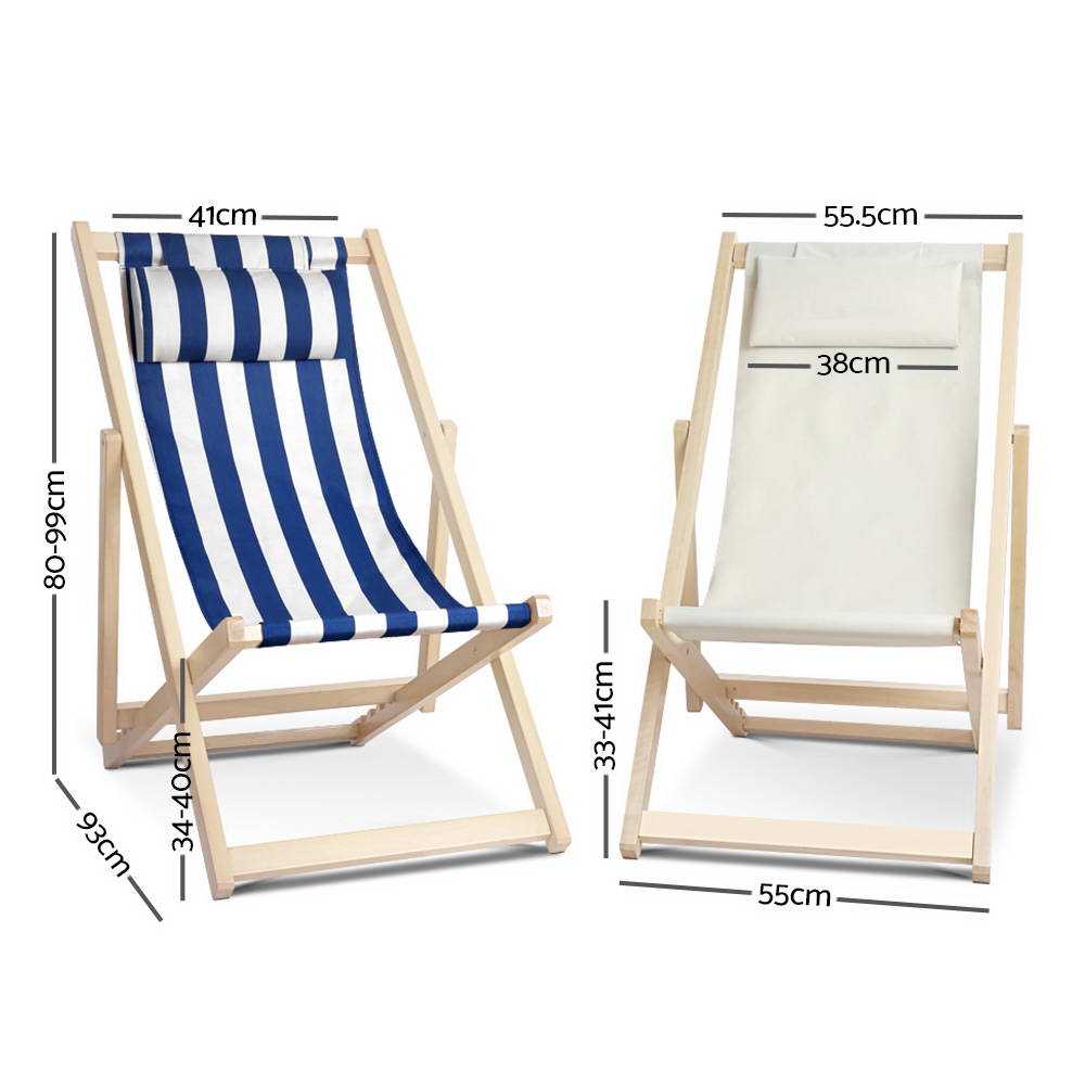 Outdoor Furniture Sun Lounge Chairs Deck Chair Folding Wooden Patio Beach - image2