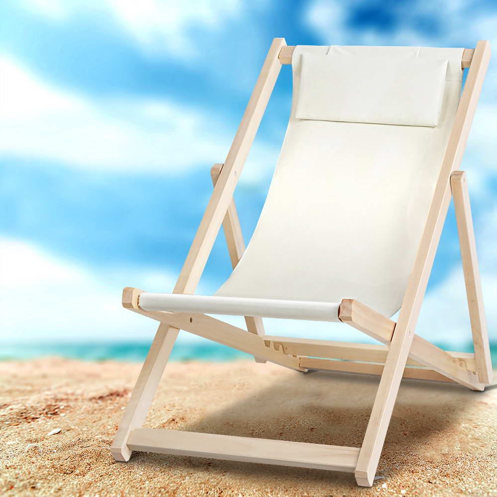 Outdoor Furniture Sun Lounge Chairs Deck Chair Folding Wooden Patio Beach - image7