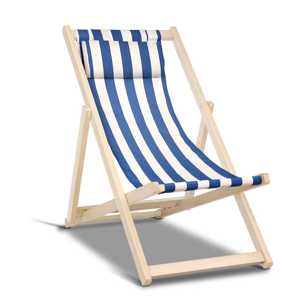 Outdoor Furniture Sun Lounge Beach Chairs Deck Chair Folding Wooden Patio - image1