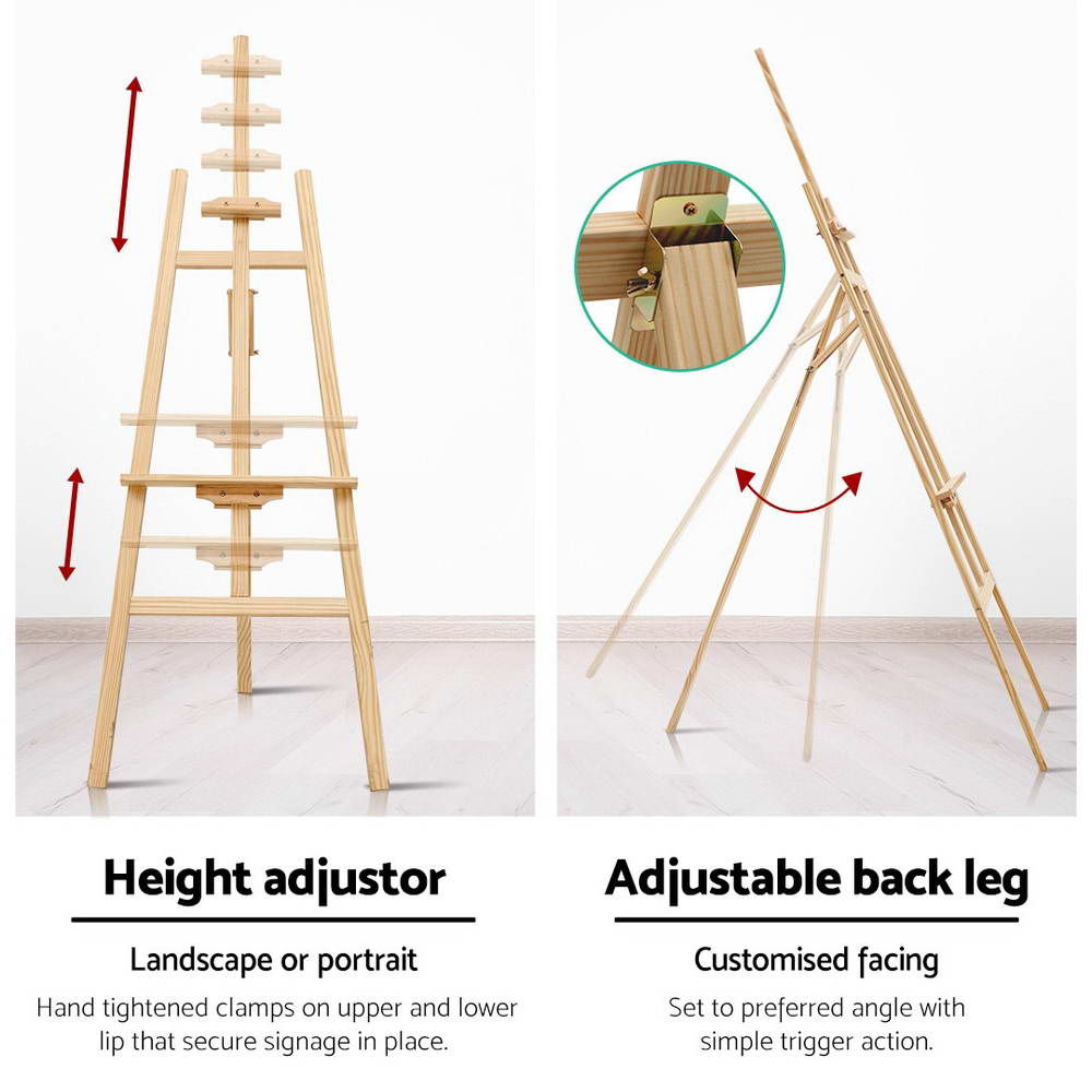 Pine Wood Easel Art Display Painting Shop Tripod Stand Wedding 175cm - image5