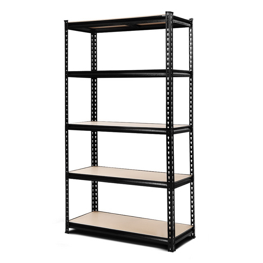 1.8M 5-Shelves Steel Warehouse Shelving Racking Garage Storage Rack Black - image1